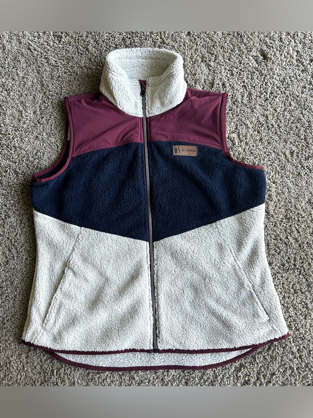 KUHL Vest Womens XL High Pile Fleece Full Zip 3 Color Block Breckenbridge Sherpa